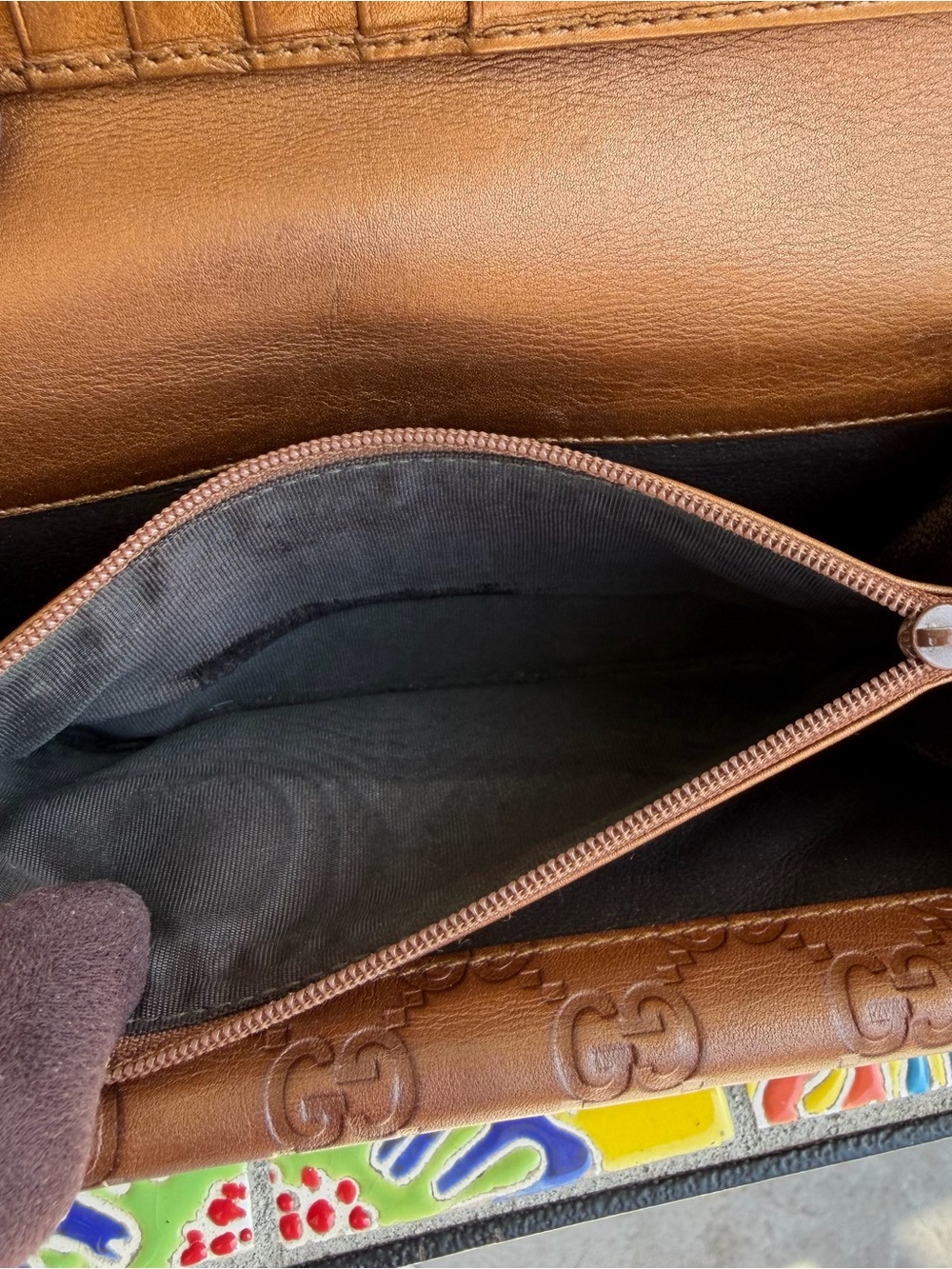 Gucci Brown Monogram Continental Wallet - Picture 7 of 10